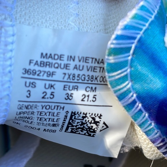 Converse Tie Dye Chuck Taylor All Star Sneakers Size 3 - Picture 7 of 10